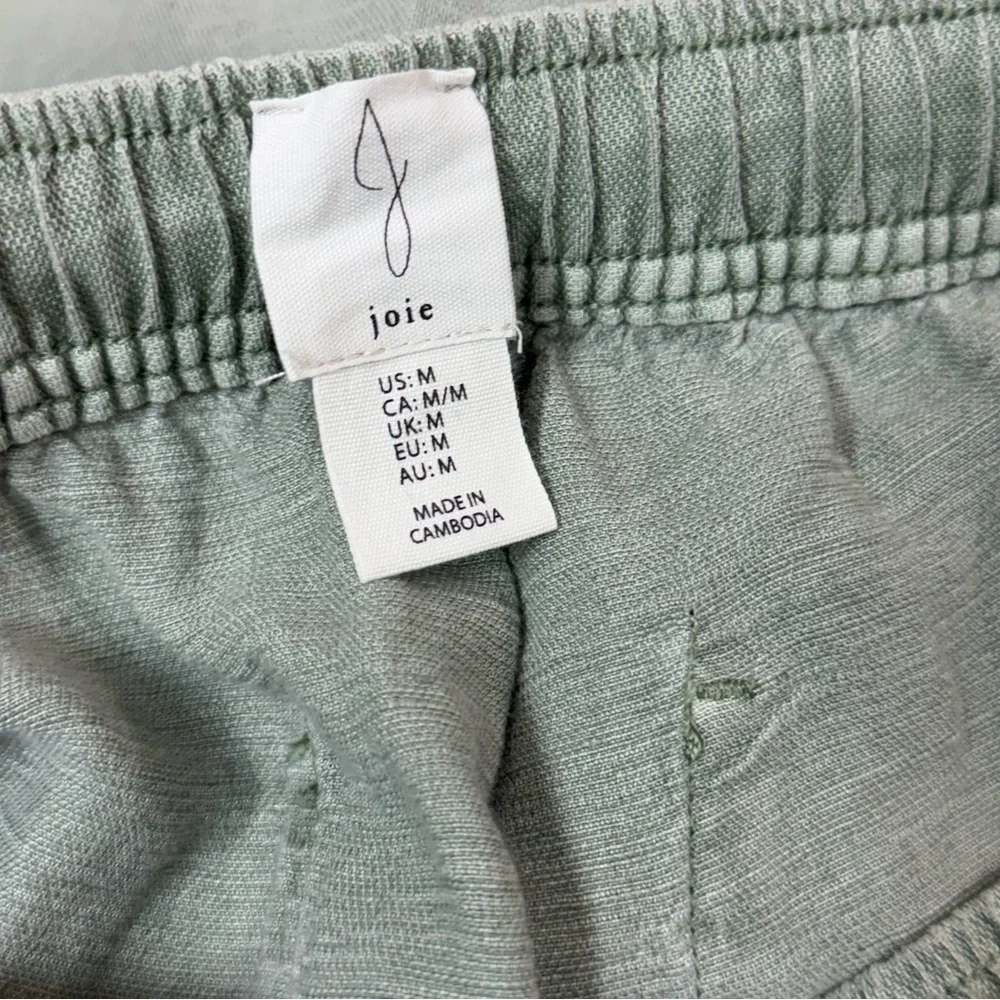 Joie Sage Green Linen Blend Wide Leg Crop Drastring Pants Medium Beach Casual - Picture 4 of 12